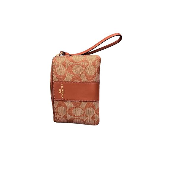 Coach Corner Zip Wristlet in Signature Canvas in KHAKI - Picture 2 of 5